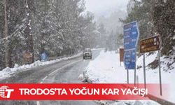 Trodos'ta yoğun kar yağışı