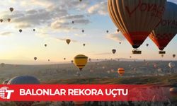 Kapadokya'da sıcak hava balonları rekora uçtu