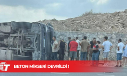 Çembere süratli giren beton mikseri devrildi !