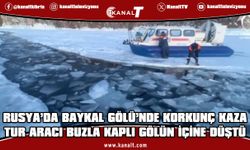 Rusya'da turistleri taşıyan tur aracı yüzeyi buzla kaplı Baykal Gölü’ne düştü
