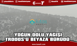 Yoğun dolu yağışı Trodos’u beyaza bürüdü