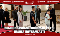 Cumhurbaşkanlığında bayramlaşma töreni: Erhürman çifti tebrikleri kabul etti