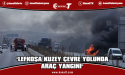 Lefkoşa kuzey çevre yolunda araç yangını...