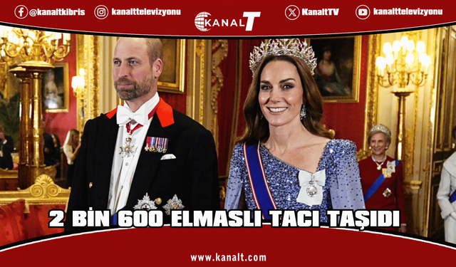 Prenses Kate Middleton 2 bin 600 elmaslı taçla ziyafete katıldı