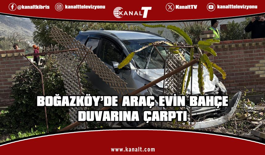 Boğazköy'deki kazada araç evin bahçe duvarına çarptı