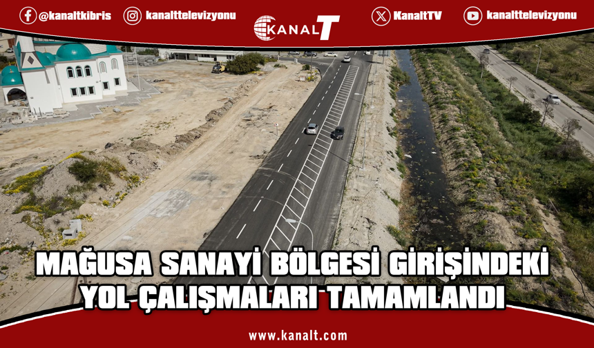 Gazimağusa Belediyesi, Büyük Sanayi Bölgesi girişindeki trafik düzenlemesini tamamladı