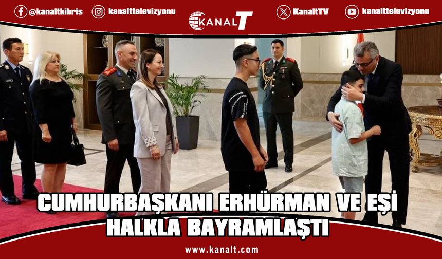 Cumhurbaşkanlığında bayramlaşma töreni: Erhürman çifti tebrikleri kabul etti