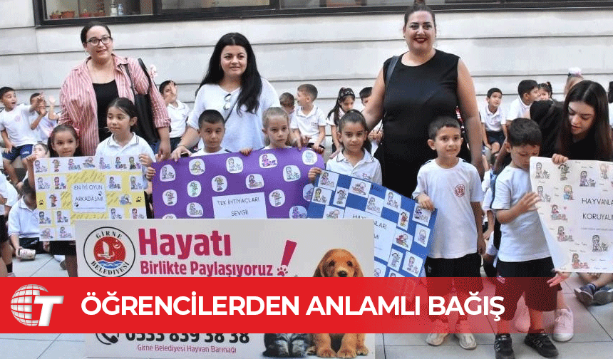 23 Nisan İlkokulu öğrencileri, Girne Belediyesi Hayvan Barınağı'na mama bağışı yaptı