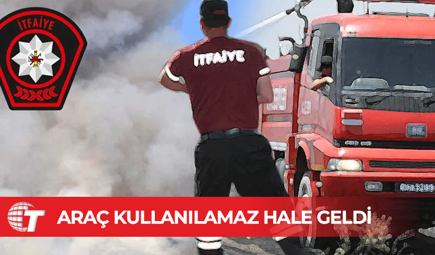 Akü kabloları kısa devre yaptı, araç tamamen yandı