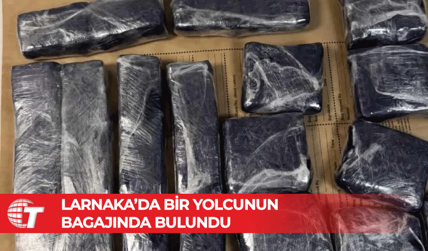 Larnaka havalimanında bir yolcunun bagajında 8 kilo 760 gram kokain ele geçirildi
