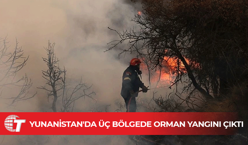 Yunanistan'da üç bölgede çıkan orman yangınına müdahale ediliyor