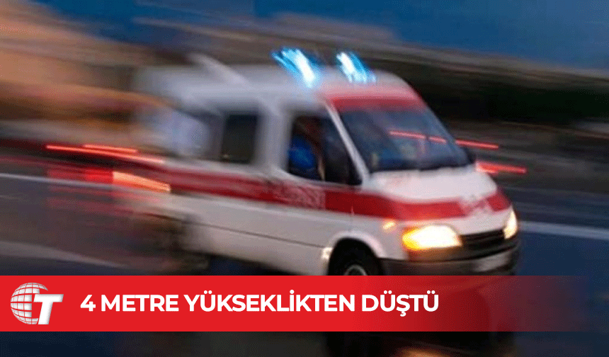Cam silerken 4 metre yükseklikten aşağıya düştü