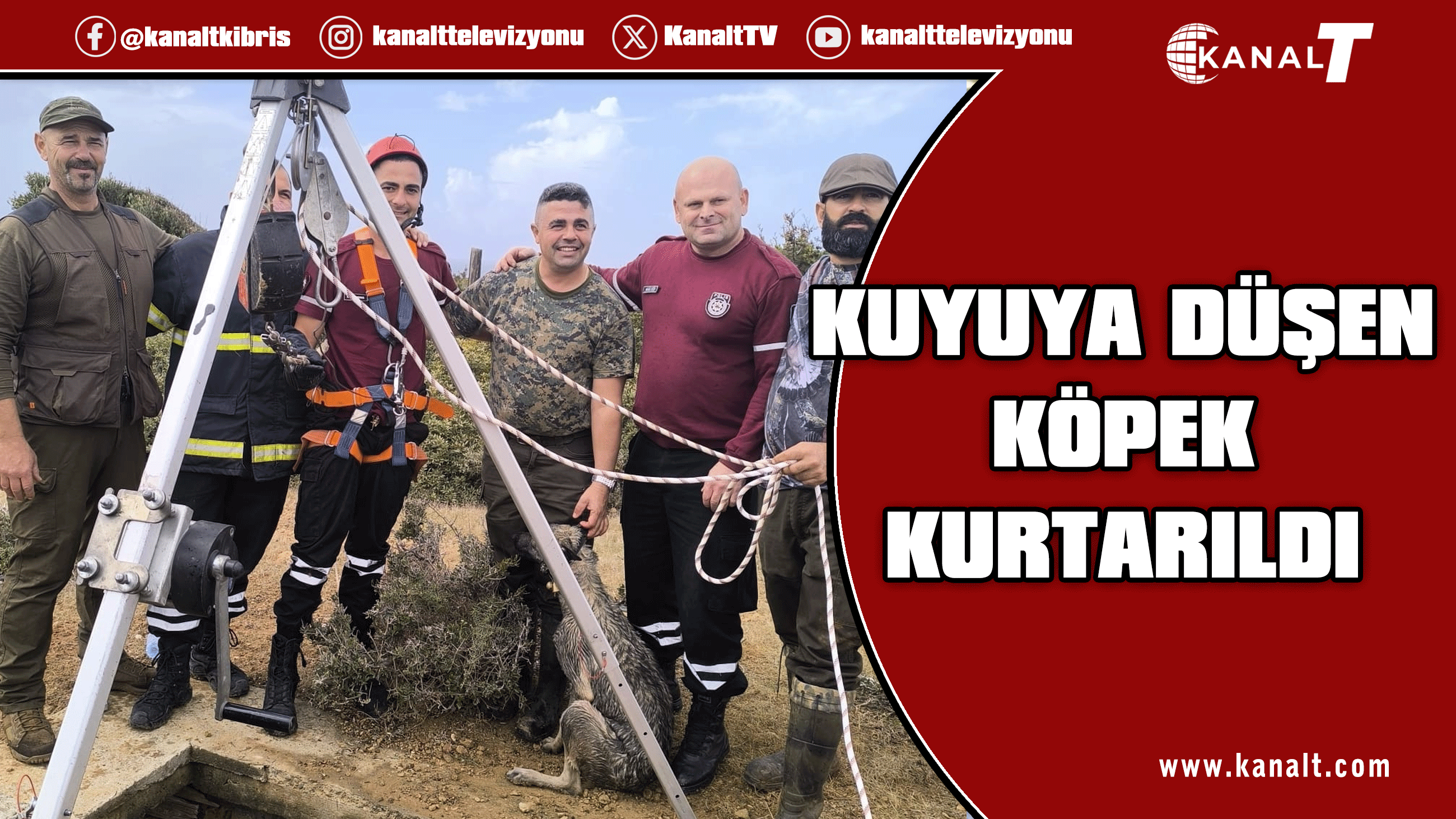 Kuyuya düşen av köpeği itfaiye ekipleri tarafından kurtarıldı