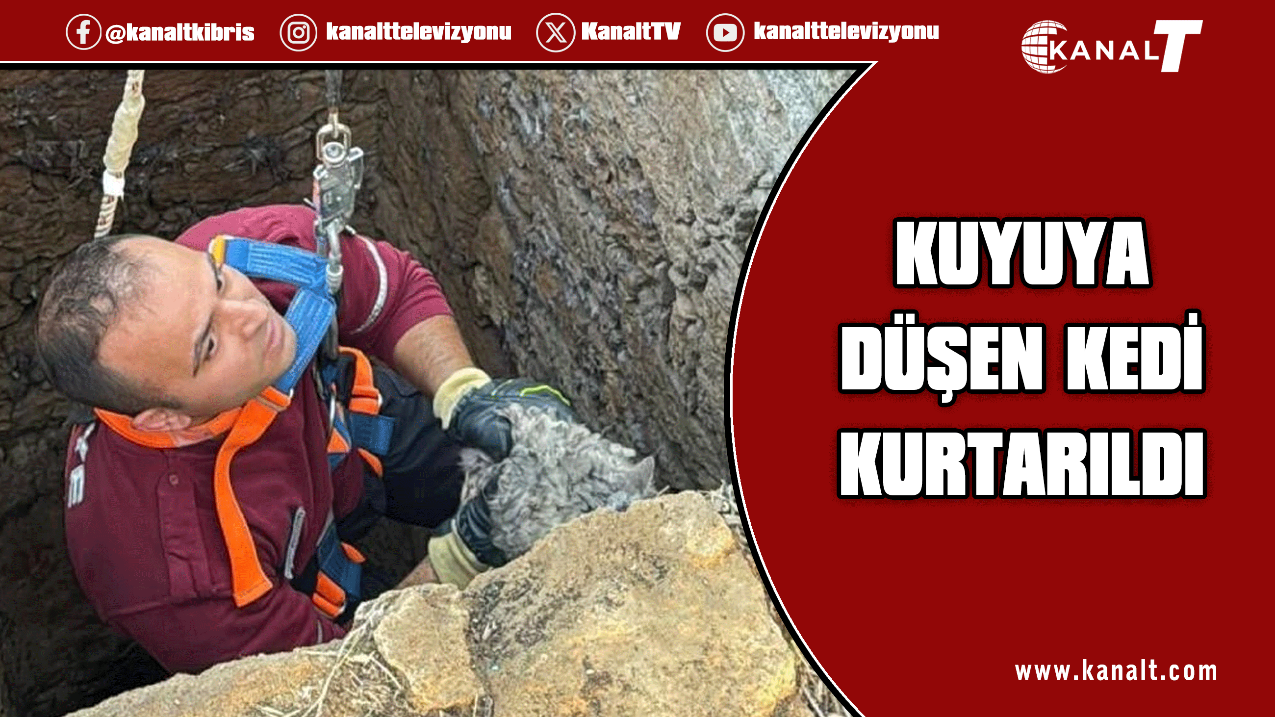 Yeniboğaziçi’nde kuyuya düşen kedi kurtarıldı