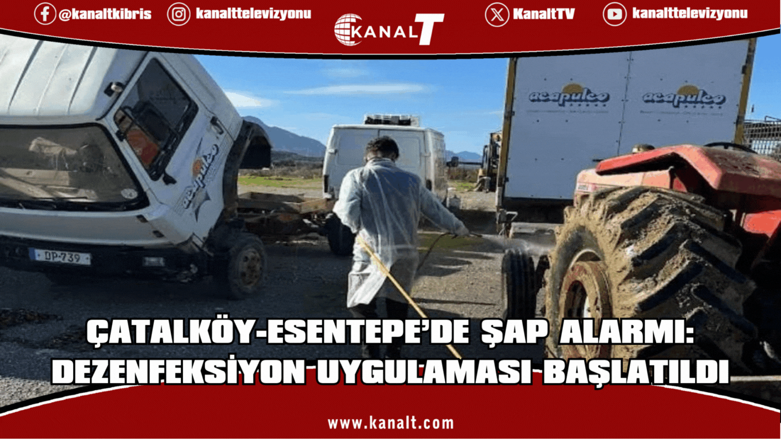 Çatalköy-Esentepe Belediyesi şap hastalığının yayılmasını önlemek için dezenfeksiyon uygulaması başlattı