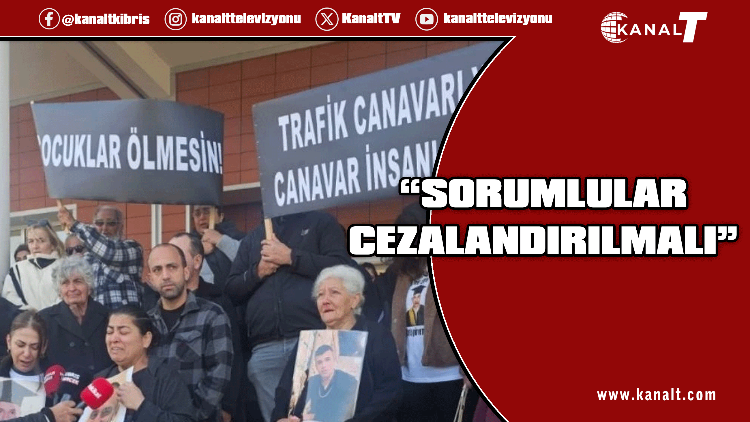 Trafik kazalarında ölenlerin aileleri İskele Mahkemesi önünde toplandı