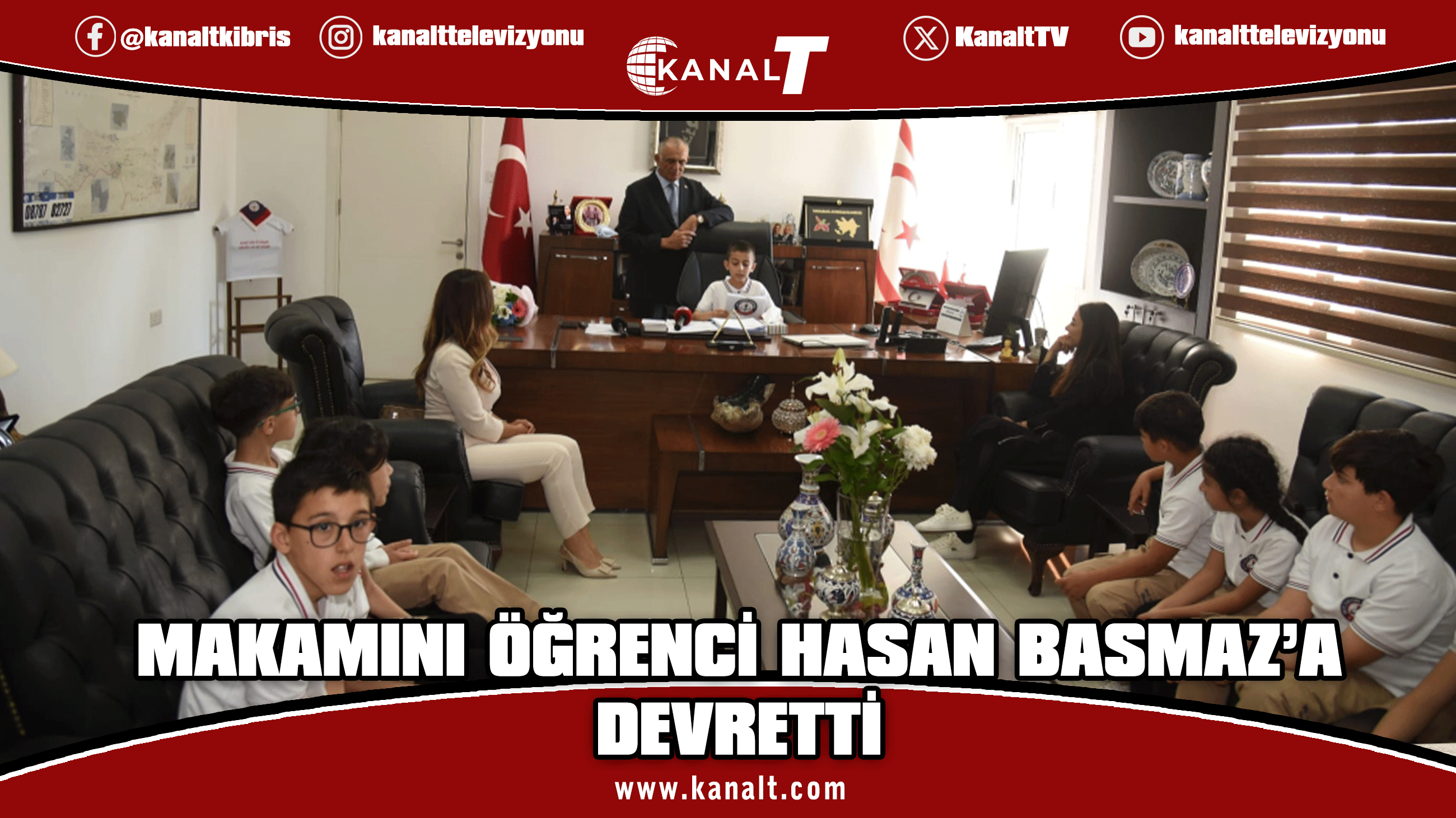 Milli Eğitim Bakanı Çavuşoğlu makamını öğrenci Hasan Basmaz’a devretti