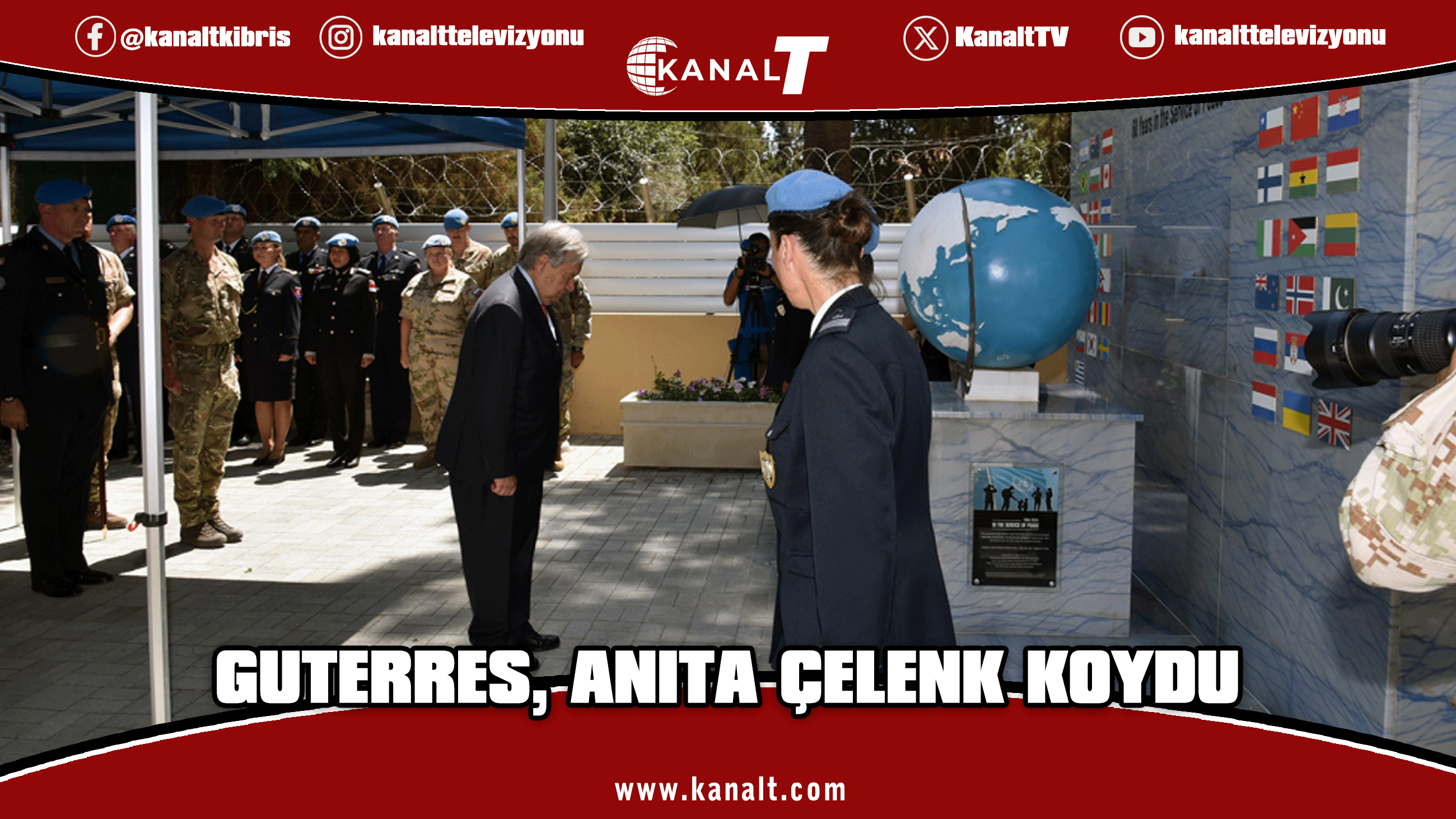 Guterres, Ledra Palace Otel önündeki BM anıtına çelenk koydu